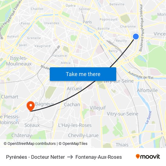 Pyrénées - Docteur Netter to Fontenay-Aux-Roses map