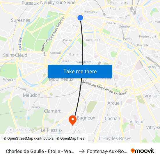 Charles de Gaulle - Étoile - Wagram to Fontenay-Aux-Roses map