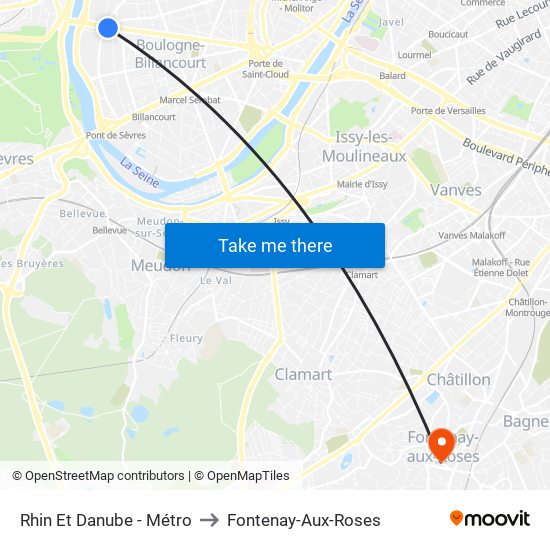 Rhin Et Danube - Métro to Fontenay-Aux-Roses map