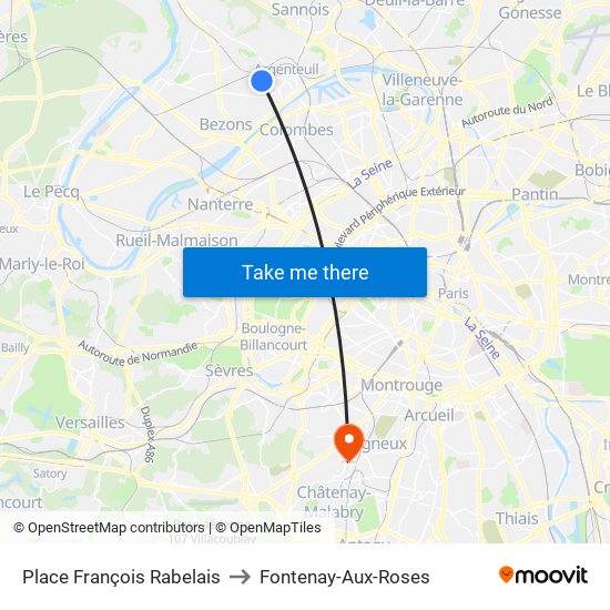 Place François Rabelais to Fontenay-Aux-Roses map