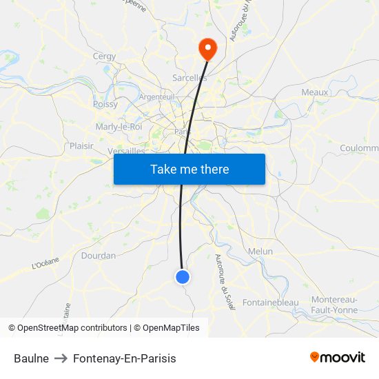 Baulne to Fontenay-En-Parisis map