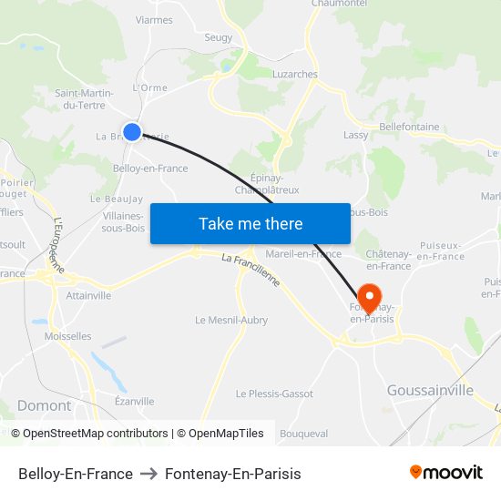 Belloy-En-France to Fontenay-En-Parisis map