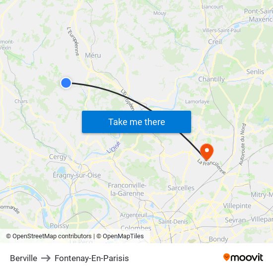 Berville to Fontenay-En-Parisis map