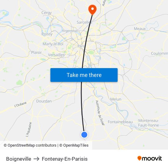 Boigneville to Fontenay-En-Parisis map