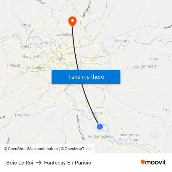 Bois-Le-Roi to Fontenay-En-Parisis map