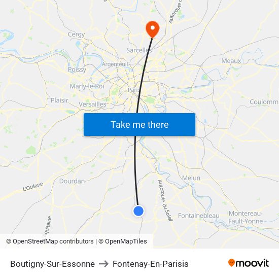 Boutigny-Sur-Essonne to Fontenay-En-Parisis map