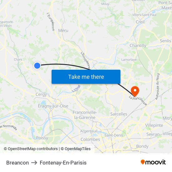 Breancon to Fontenay-En-Parisis map