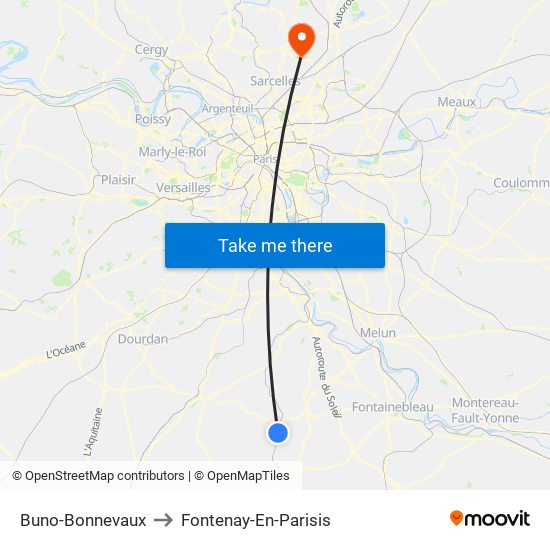 Buno-Bonnevaux to Fontenay-En-Parisis map