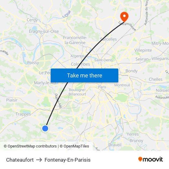 Chateaufort to Fontenay-En-Parisis map