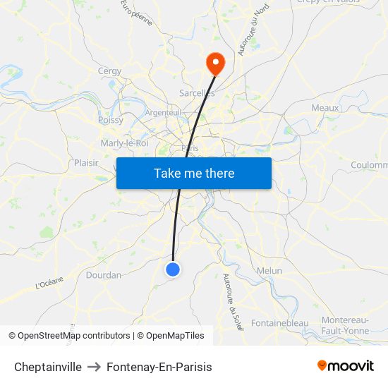 Cheptainville to Fontenay-En-Parisis map
