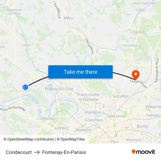 Condecourt to Fontenay-En-Parisis map