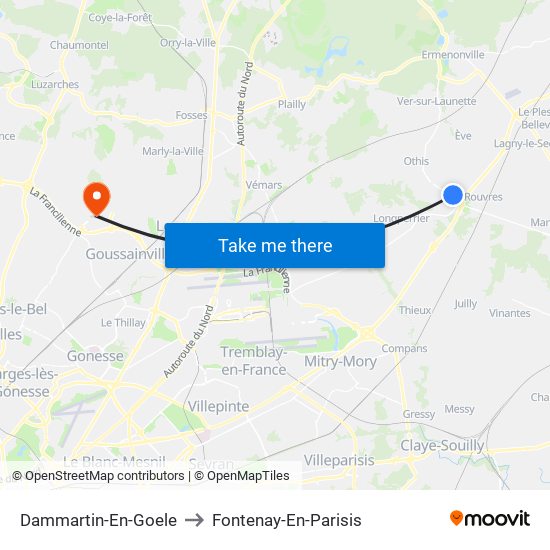 Dammartin-En-Goele to Fontenay-En-Parisis map