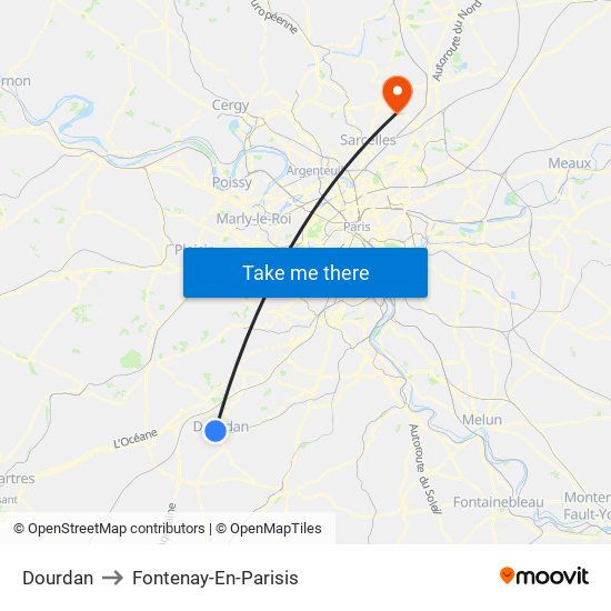 Dourdan to Fontenay-En-Parisis map