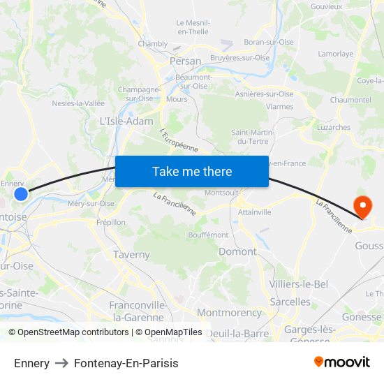 Ennery to Fontenay-En-Parisis map
