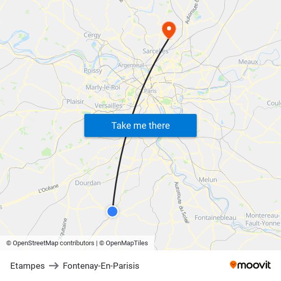 Etampes to Fontenay-En-Parisis map