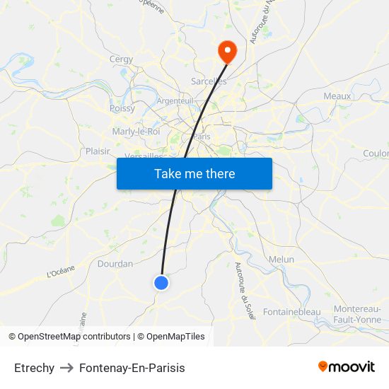 Etrechy to Fontenay-En-Parisis map