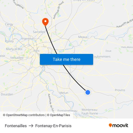 Fontenailles to Fontenay-En-Parisis map