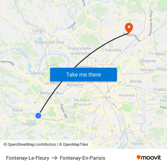 Fontenay-Le-Fleury to Fontenay-En-Parisis map