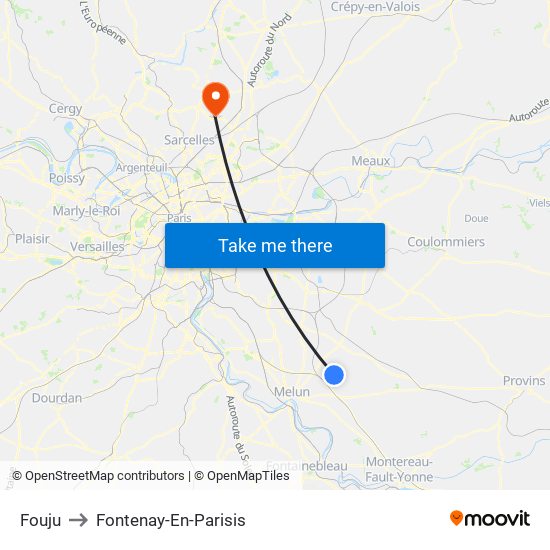 Fouju to Fontenay-En-Parisis map