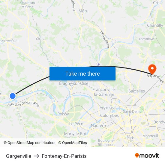 Gargenville to Fontenay-En-Parisis map