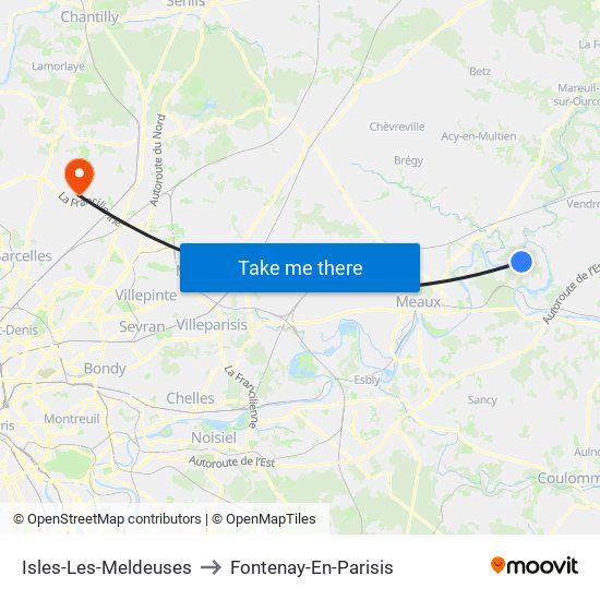 Isles-Les-Meldeuses to Fontenay-En-Parisis map