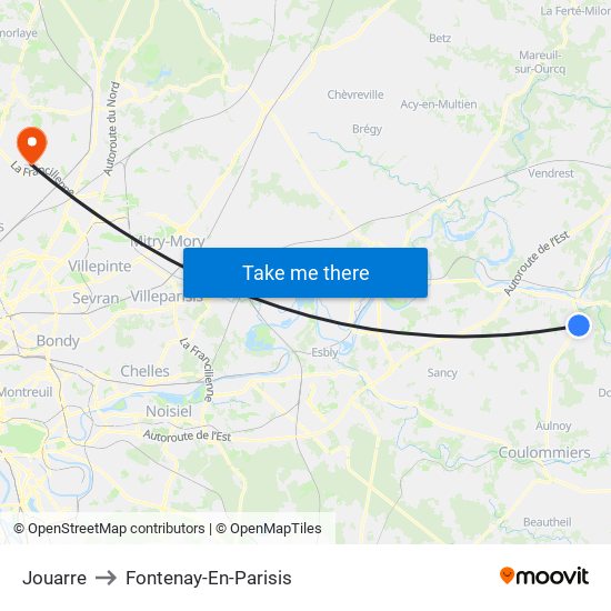 Jouarre to Fontenay-En-Parisis map