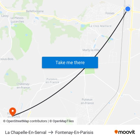 La Chapelle-En-Serval to Fontenay-En-Parisis map