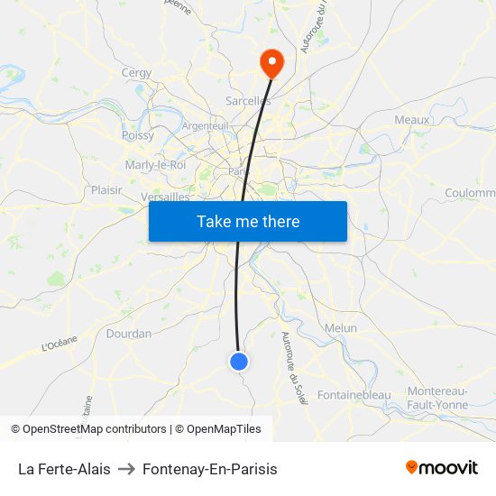 La Ferte-Alais to Fontenay-En-Parisis map
