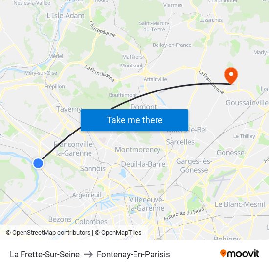 La Frette-Sur-Seine to Fontenay-En-Parisis map