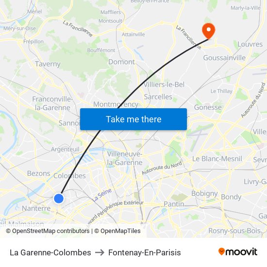 La Garenne-Colombes to Fontenay-En-Parisis map