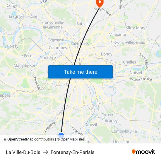 La Ville-Du-Bois to Fontenay-En-Parisis map