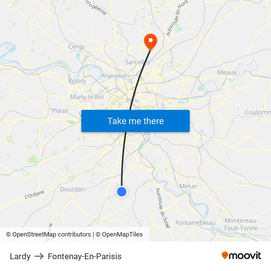 Lardy to Fontenay-En-Parisis map