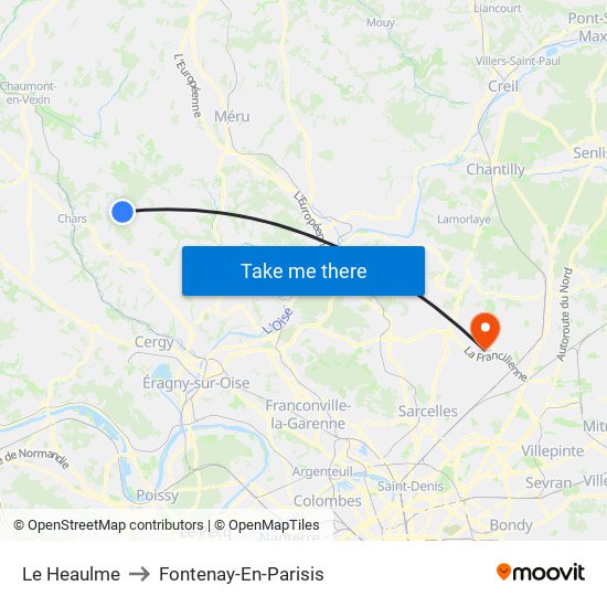 Le Heaulme to Fontenay-En-Parisis map