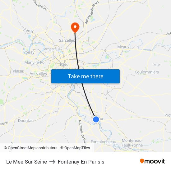 Le Mee-Sur-Seine to Fontenay-En-Parisis map