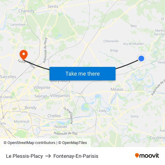 Le Plessis-Placy to Fontenay-En-Parisis map