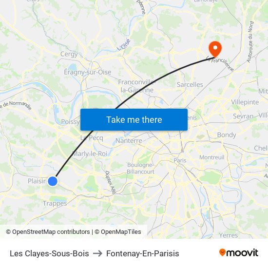 Les Clayes-Sous-Bois to Fontenay-En-Parisis map