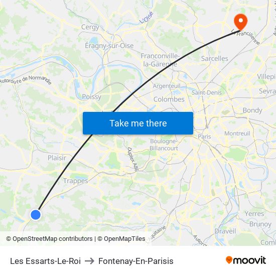 Les Essarts-Le-Roi to Fontenay-En-Parisis map