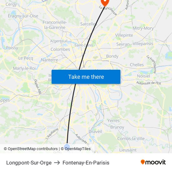 Longpont-Sur-Orge to Fontenay-En-Parisis map