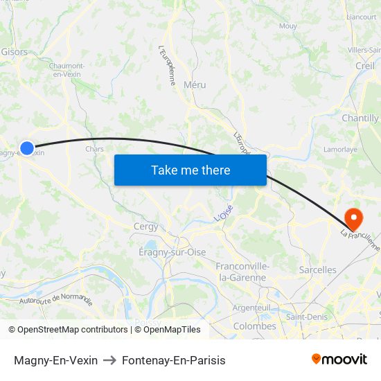 Magny-En-Vexin to Fontenay-En-Parisis map