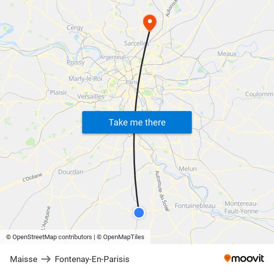 Maisse to Fontenay-En-Parisis map