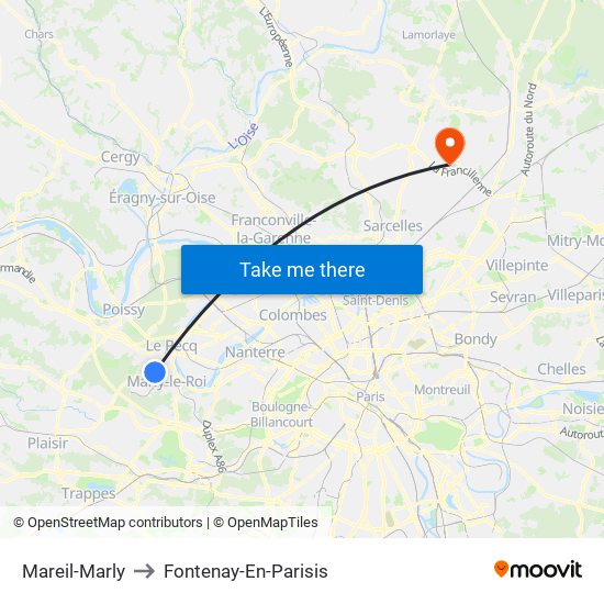 Mareil-Marly to Fontenay-En-Parisis map