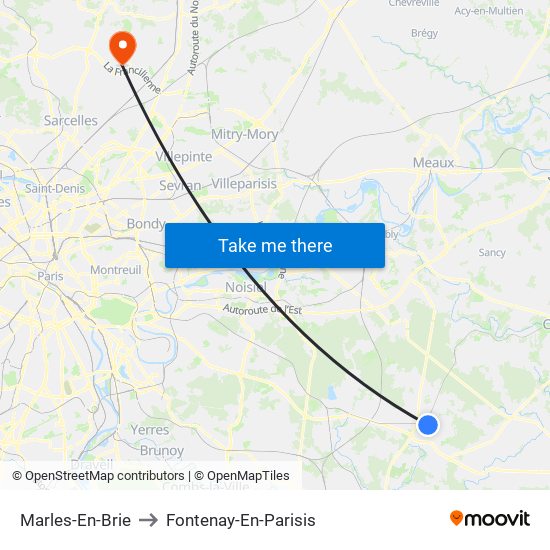 Marles-En-Brie to Fontenay-En-Parisis map