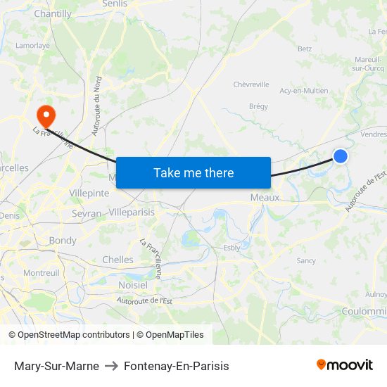 Mary-Sur-Marne to Fontenay-En-Parisis map