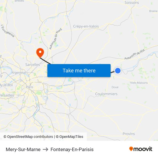 Mery-Sur-Marne to Fontenay-En-Parisis map