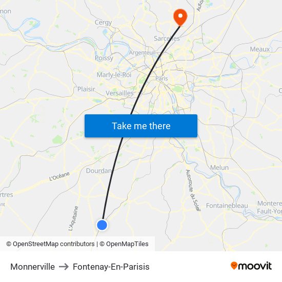 Monnerville to Fontenay-En-Parisis map