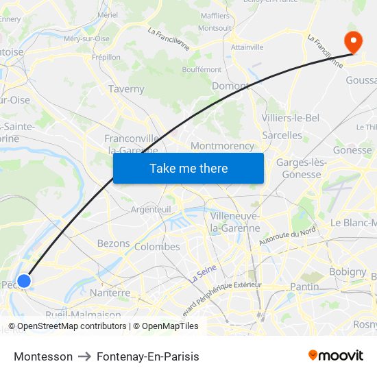 Montesson to Fontenay-En-Parisis map