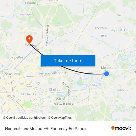 Nanteuil-Les-Meaux to Fontenay-En-Parisis map