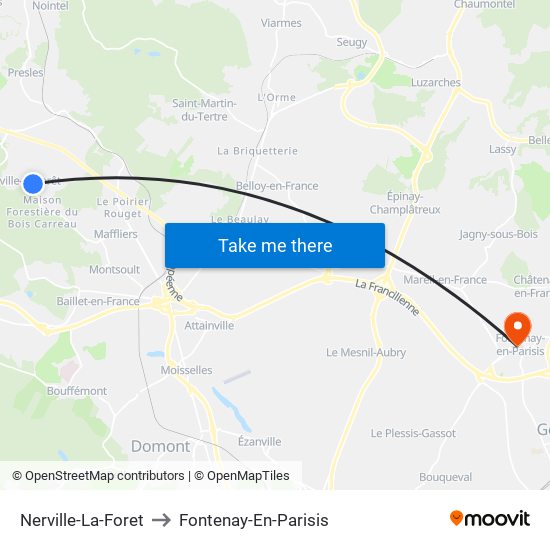 Nerville-La-Foret to Fontenay-En-Parisis map