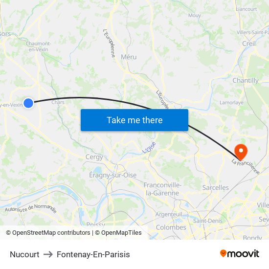 Nucourt to Fontenay-En-Parisis map