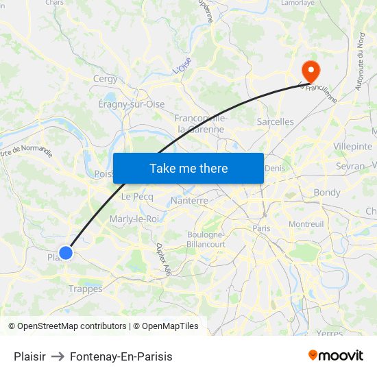 Plaisir to Fontenay-En-Parisis map